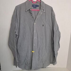 Ralph Lauren Gray tight stripe  button up dress shirt Mens 17 1/2 32/33